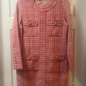 Nanette Lepore Pink Tweed Long Sleeve Dress